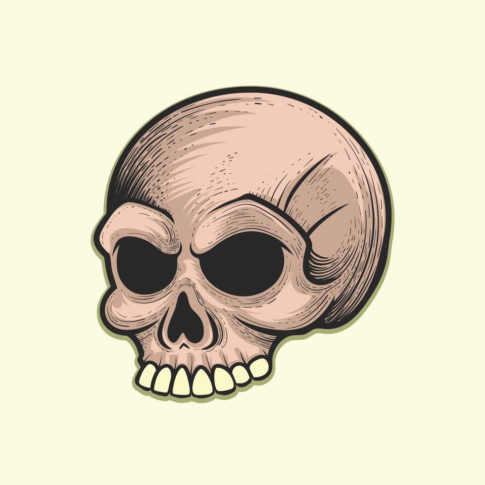 Half Human skull vintage design. vector