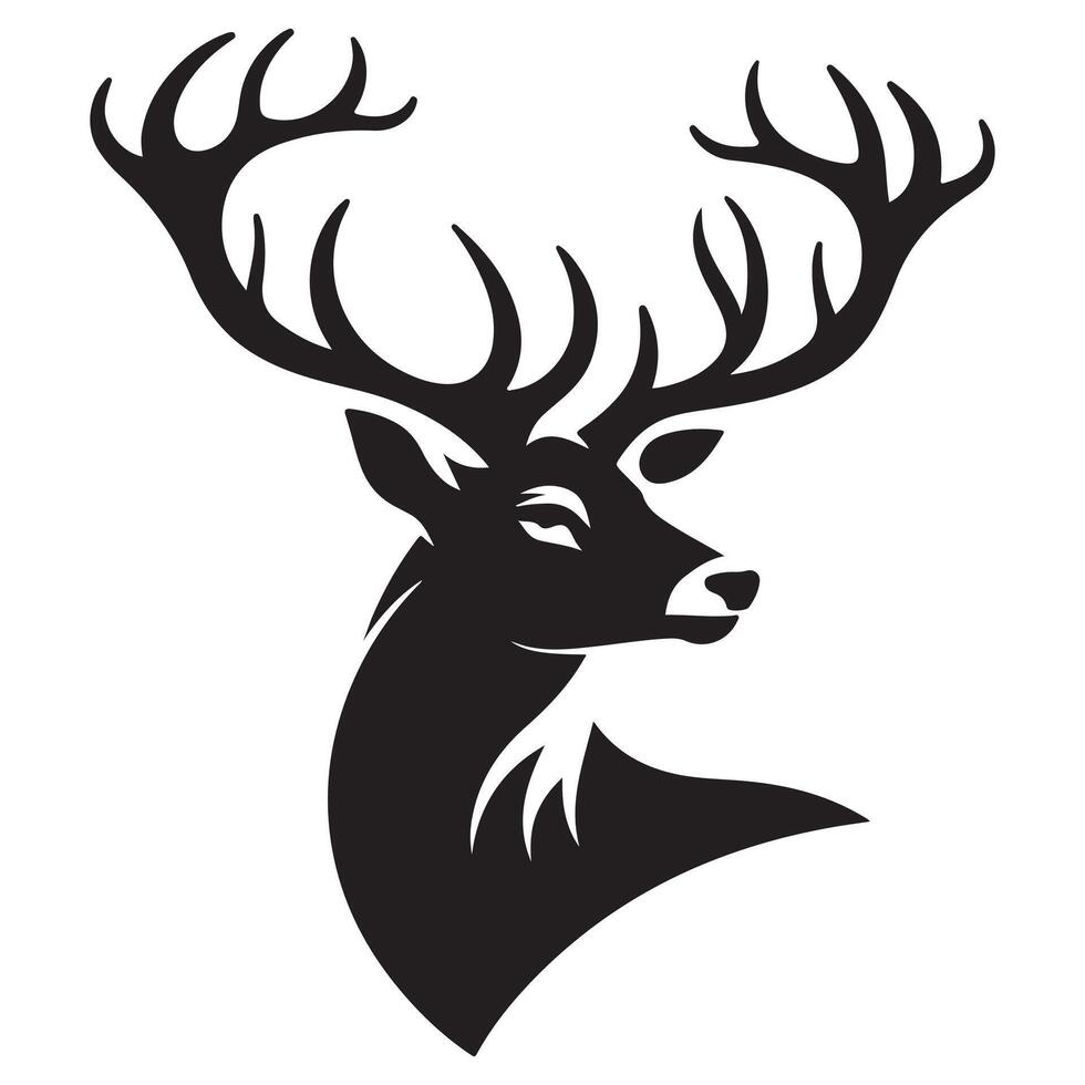 Line Art Deer Head vector