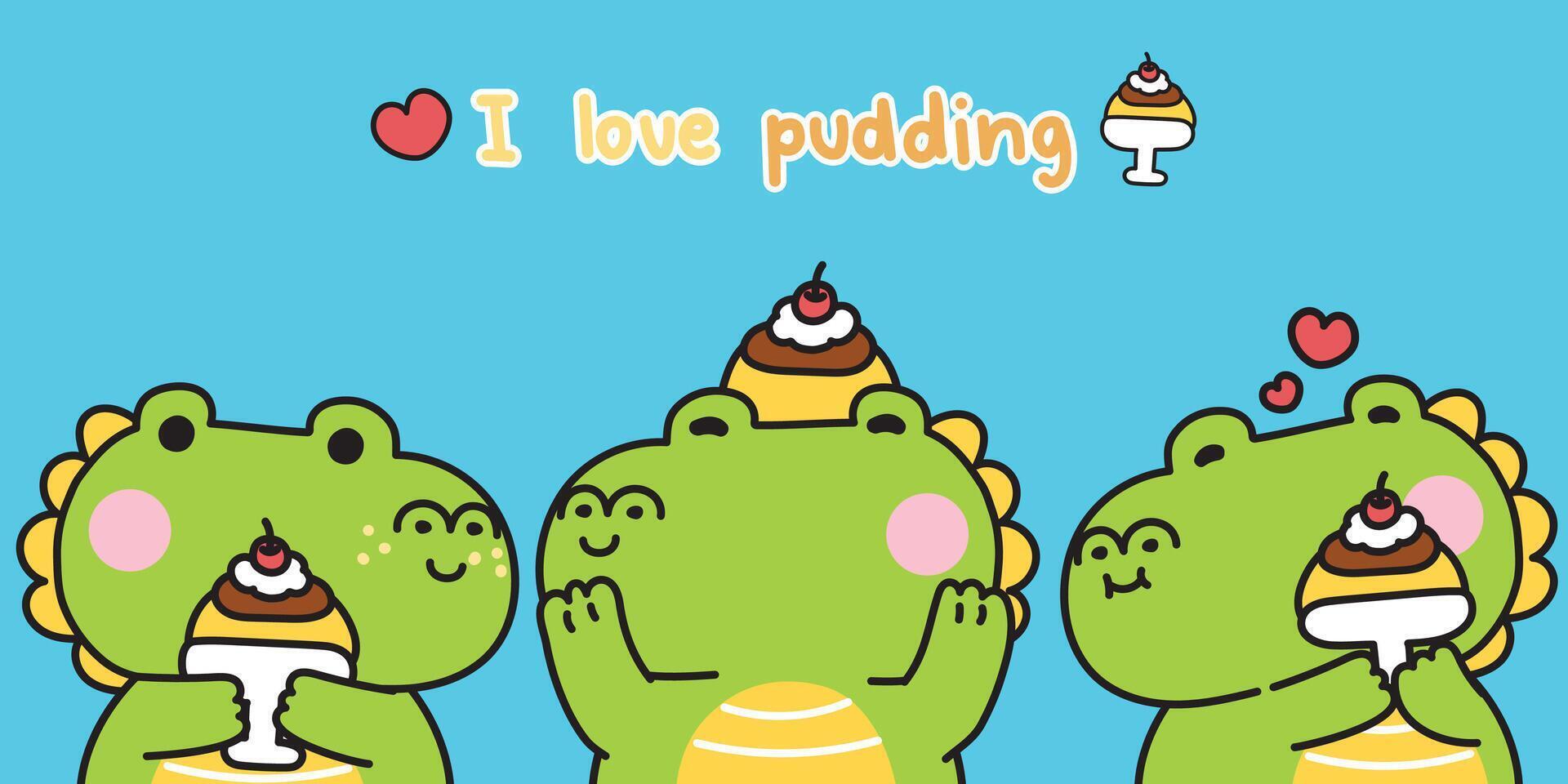 Set of cute crocodile with cherry pudding cake in various poses.Sweet and dessert.Reptile animal character cartoon.Image for card,sticker,baby clothing,print screen.Kawaii.Illustration. vector