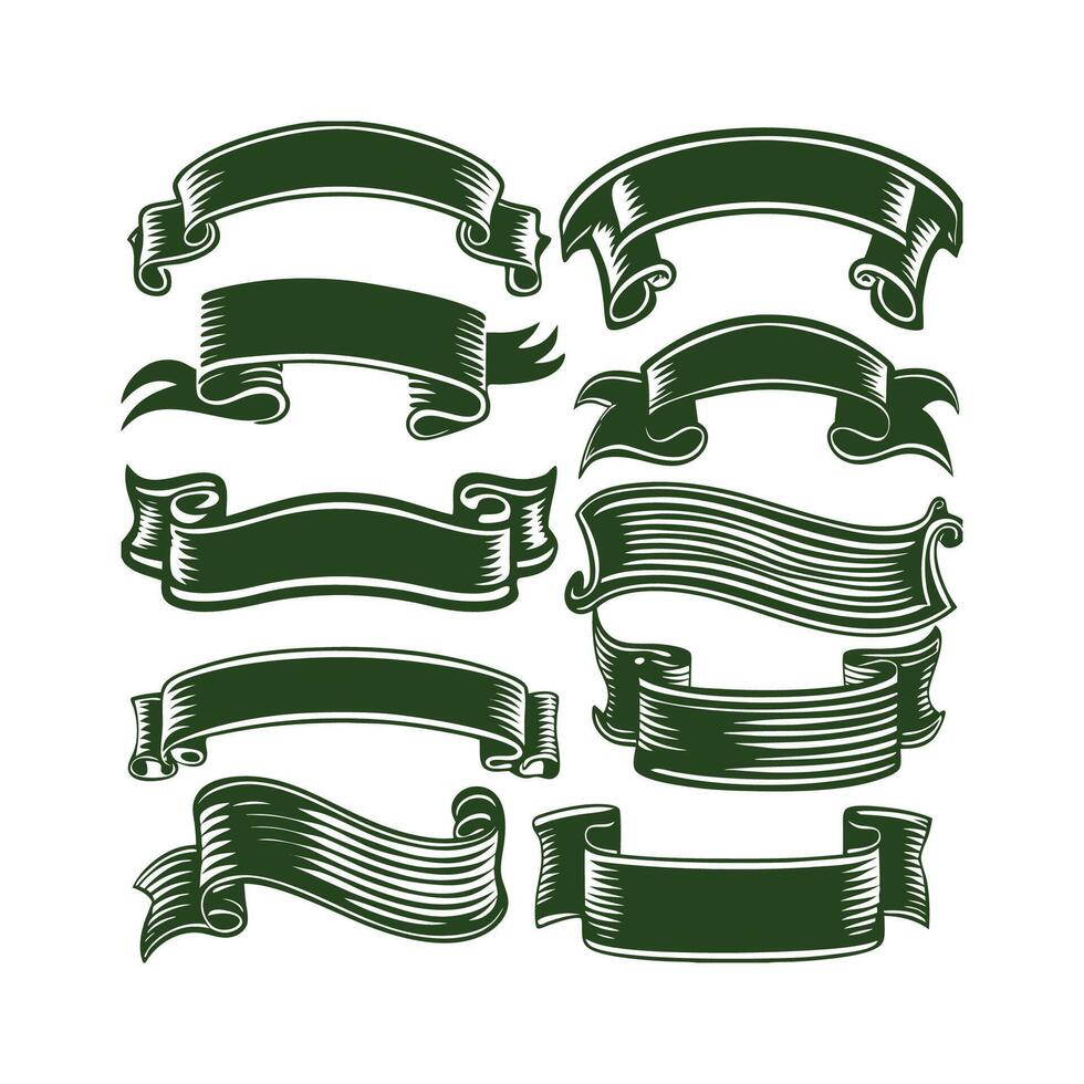 Baroque and Rococo Style Ribbon Set Classic Decorative Borders vector