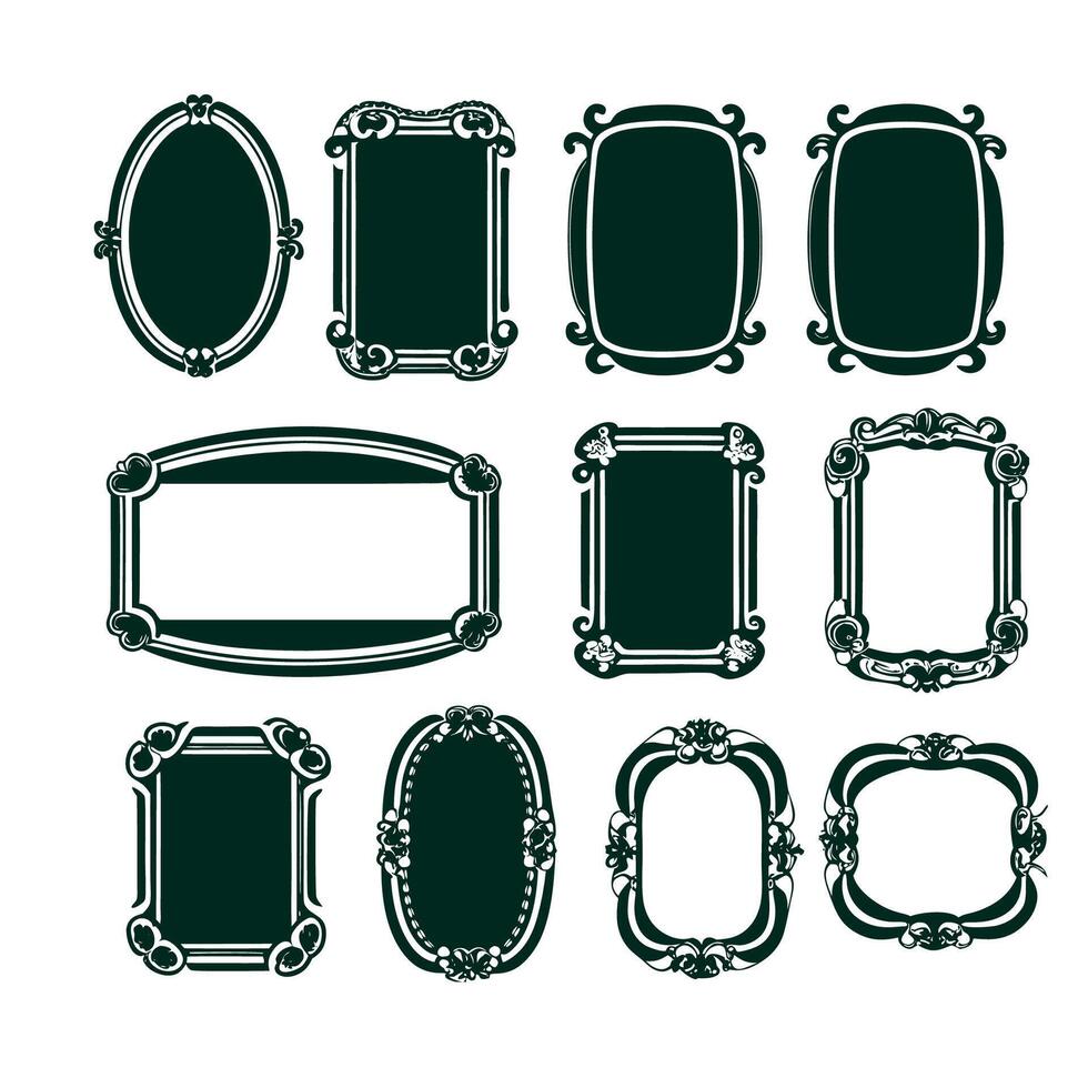A group of vintage style frame design vector