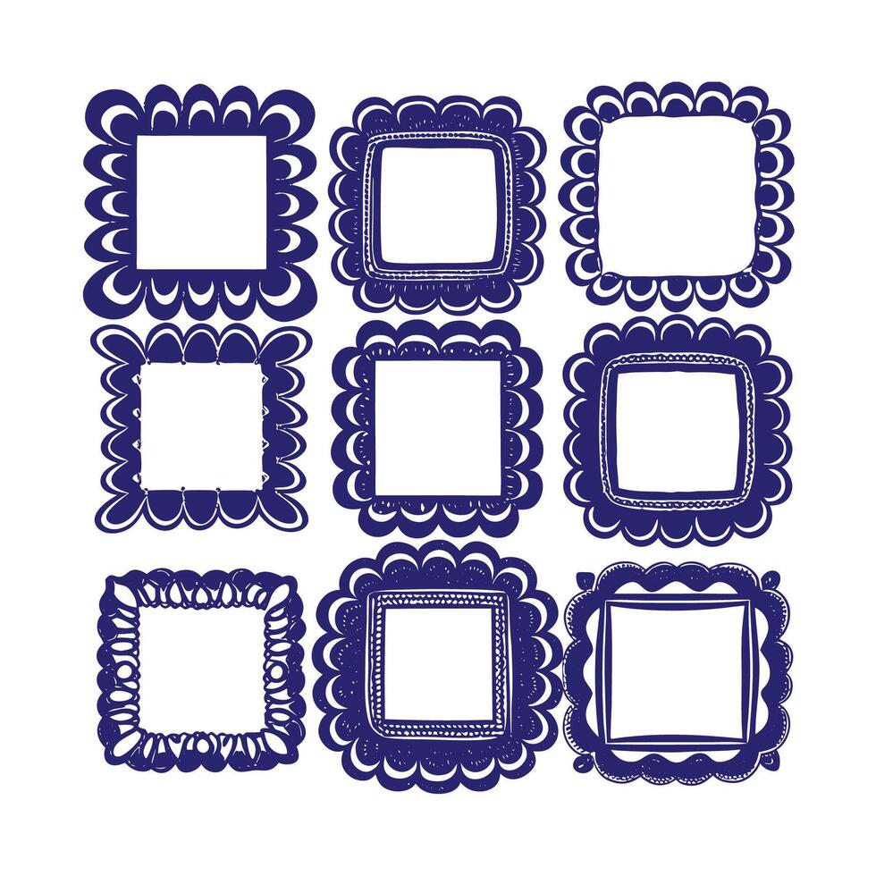 A group of Floral style square frame design vector