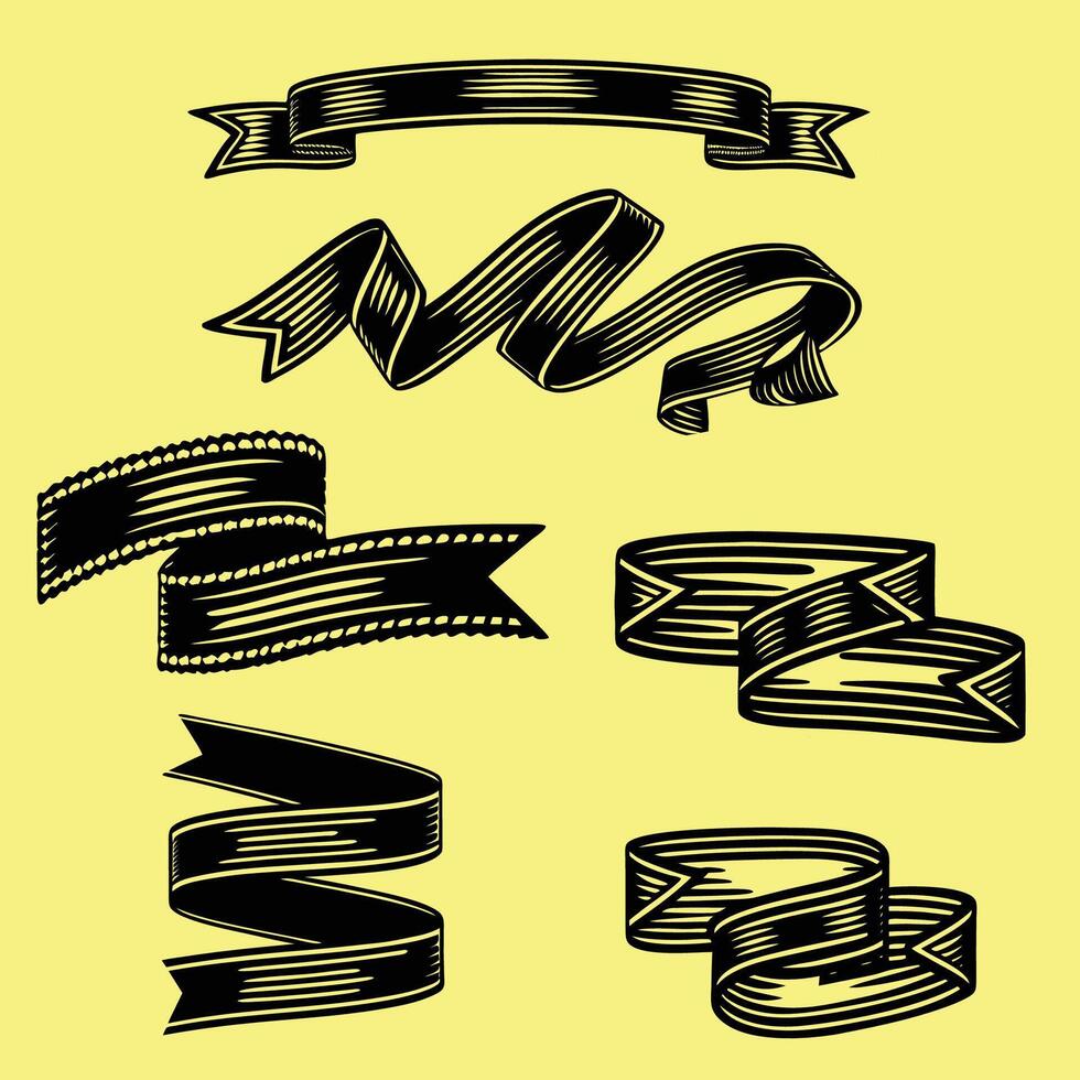 Worn and Aged Vintage Ribbon Pack Antique Style Look design vector