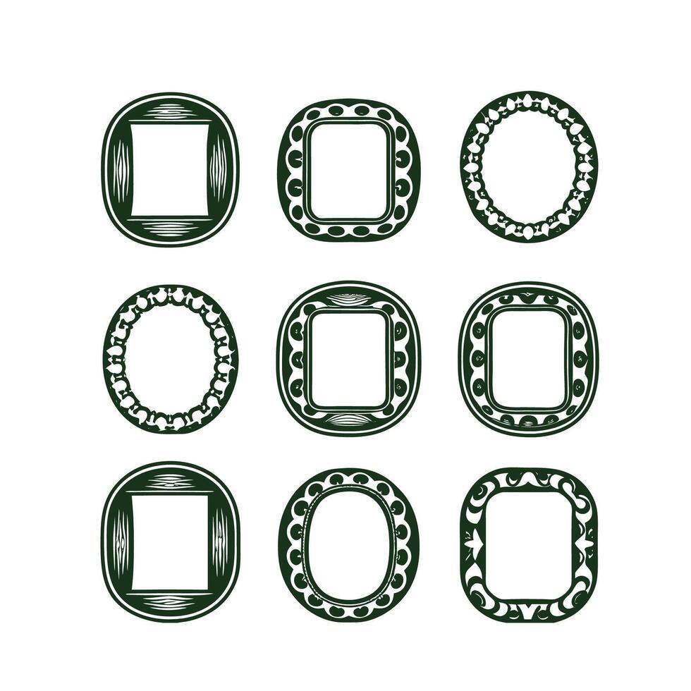 A combo set of rounded shape old style frame Design vector