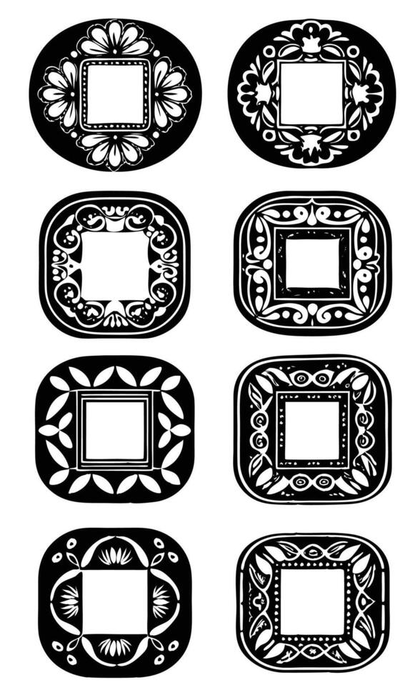A combo set of round shape old style frame Design vector