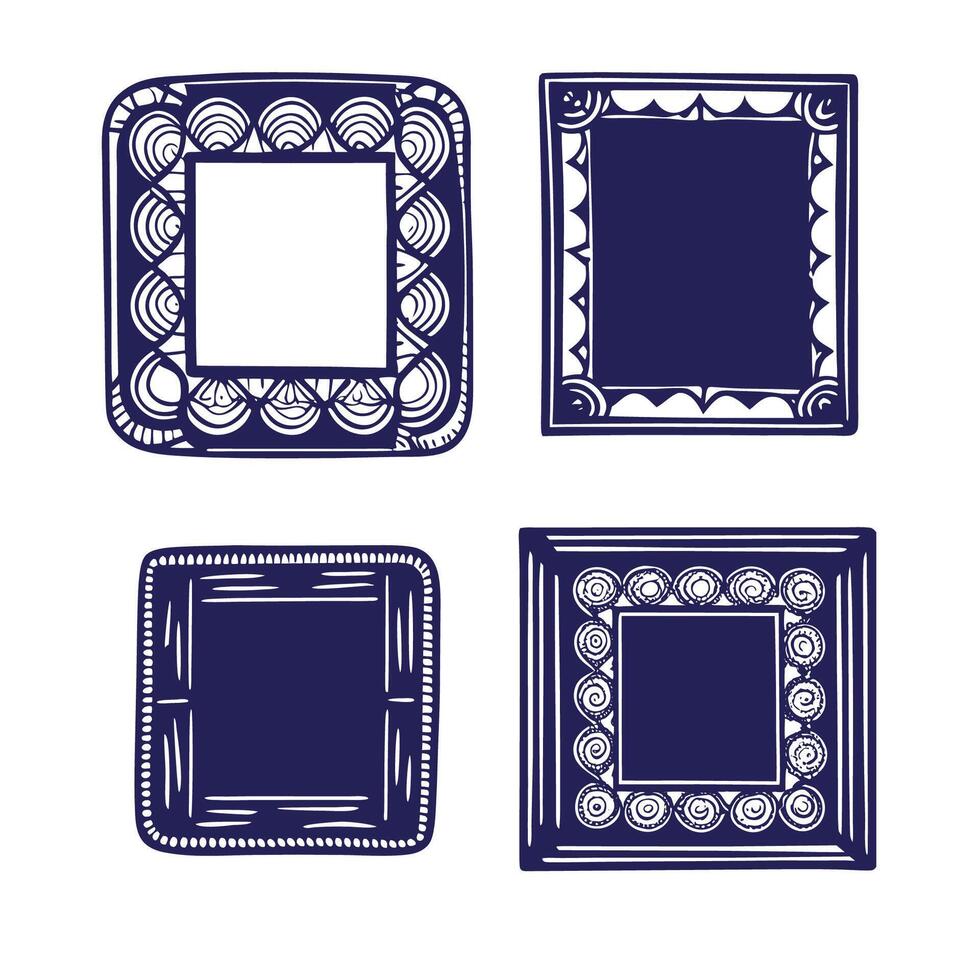 A combo set of vintage old style frame Design vector