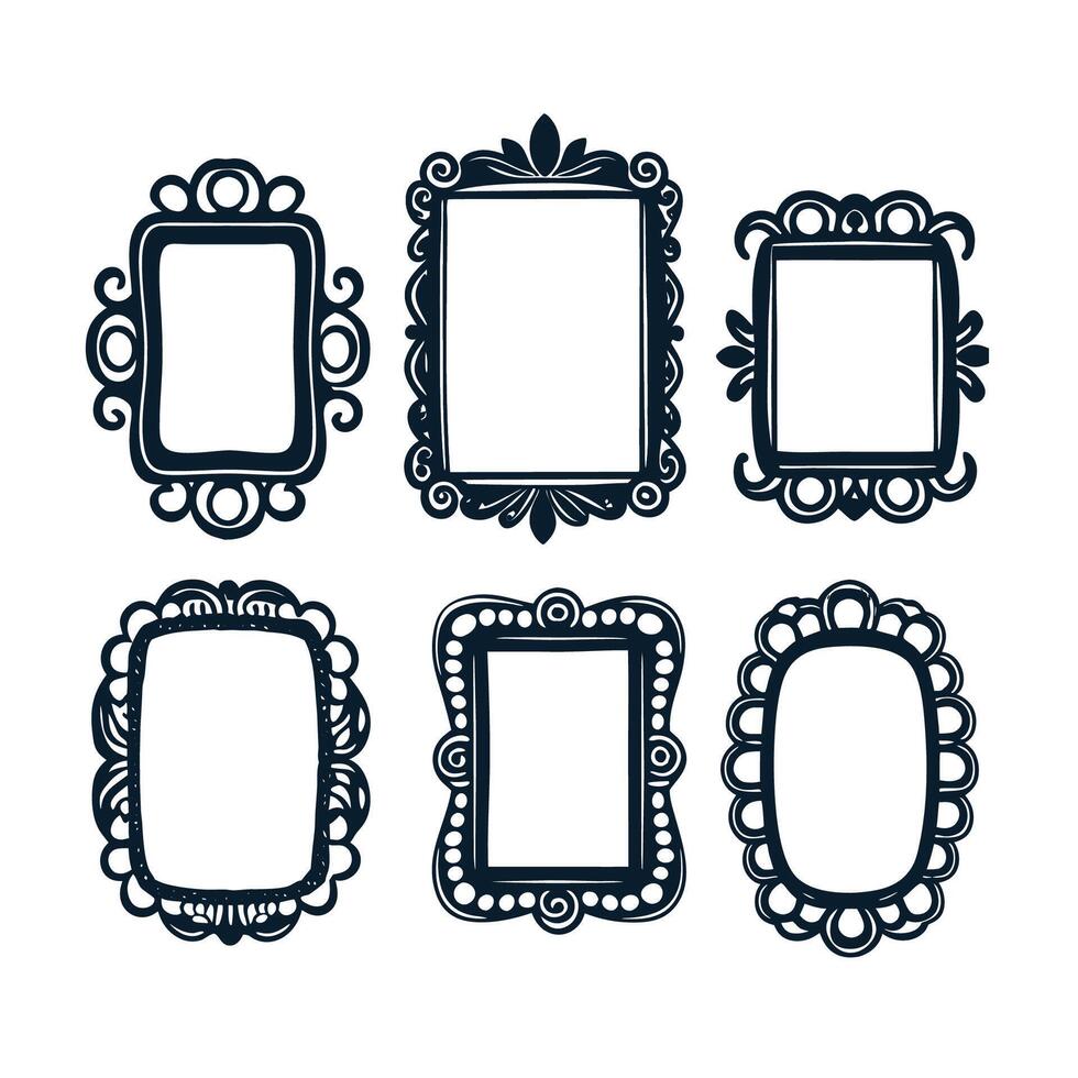 A combo set of floral old style frame Design vector
