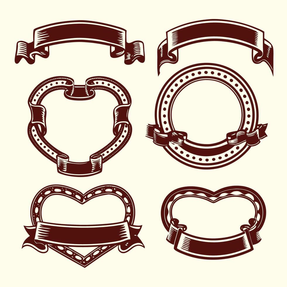 Different shape floral style frame and ribbon design vector