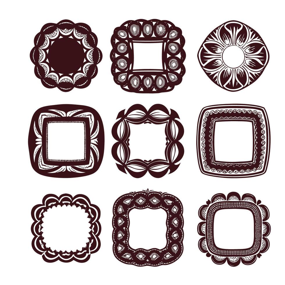 A combo set of old vintage style frame Design vector