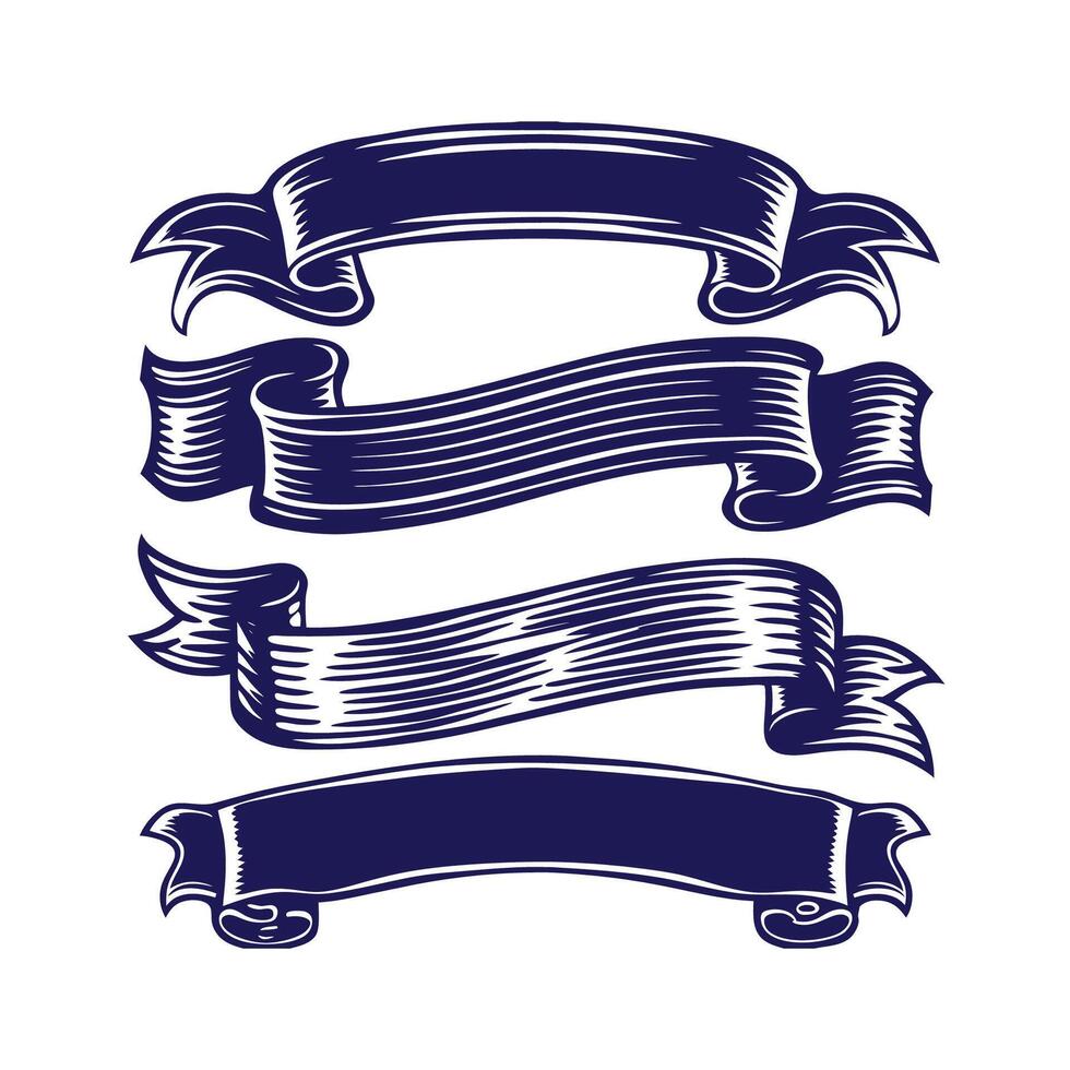 Traditional Vintage Ribbon Collection Scroll Style Banners vector