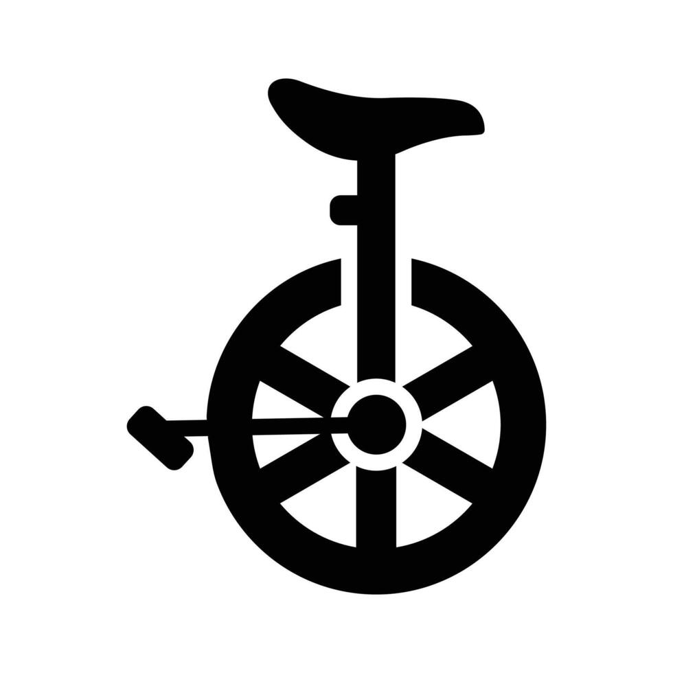 A unicycle representing balance, skill, and circus performances., vector