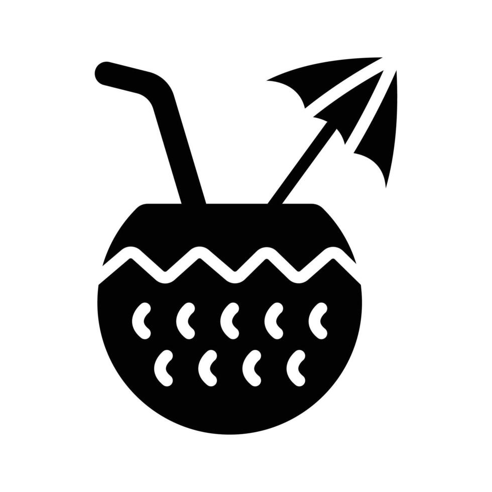 Tropical coconut drink with an umbrella, symbolizing vacation vibes.. vector