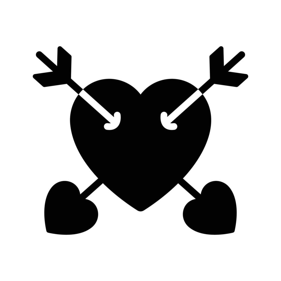 Heart pierced with arrows symbolizing love and relationships. vector