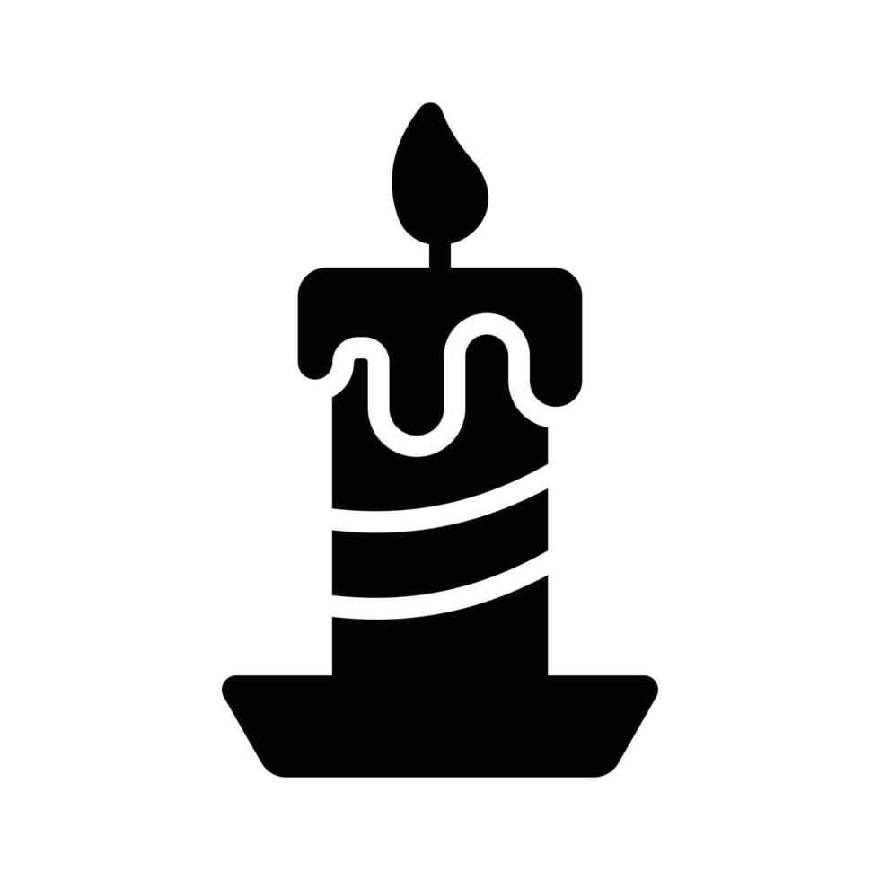 Burning candle icon symbolizing light, peace, and celebration.. vector