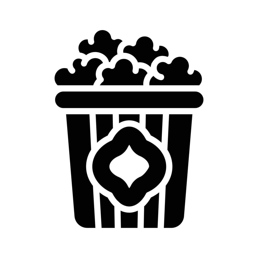 Illustration of food in cinema, top filled popcorn icon., vector