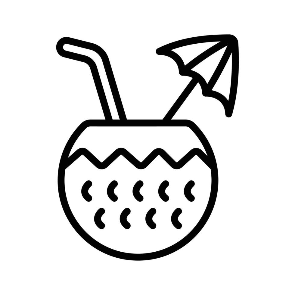Tropical coconut drink with an umbrella, symbolizing vacation vibes... vector