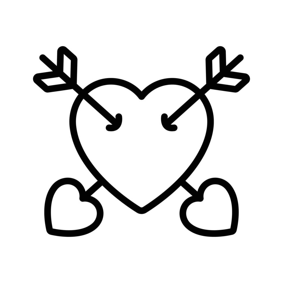 Heart pierced with arrows symbolizing love and relationships.. vector