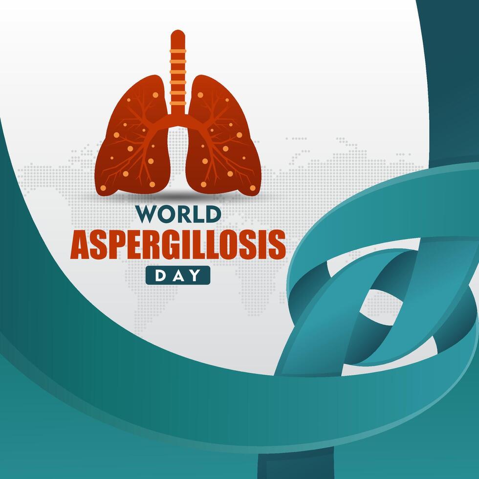 lungs with the word aspergillosis day background vector