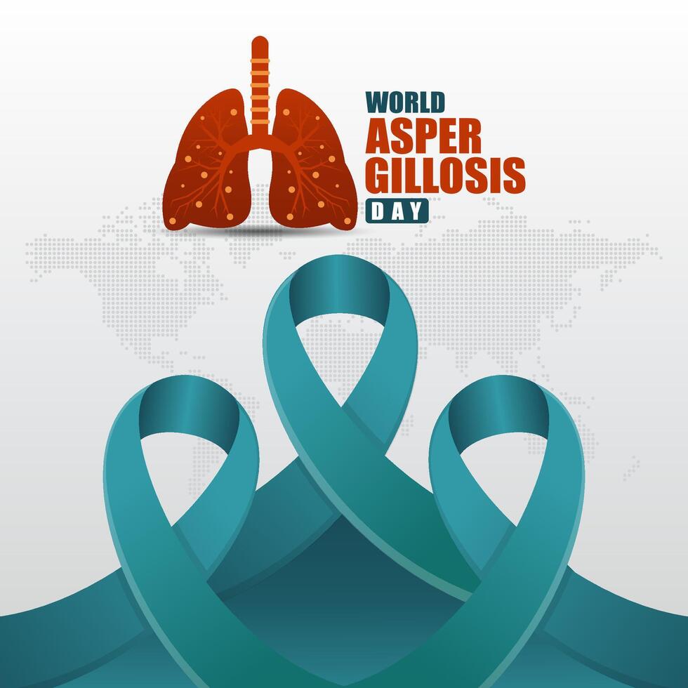 February is World aspergillosis day. With ribbons and human lungs. Template design for banner, greeting card vector