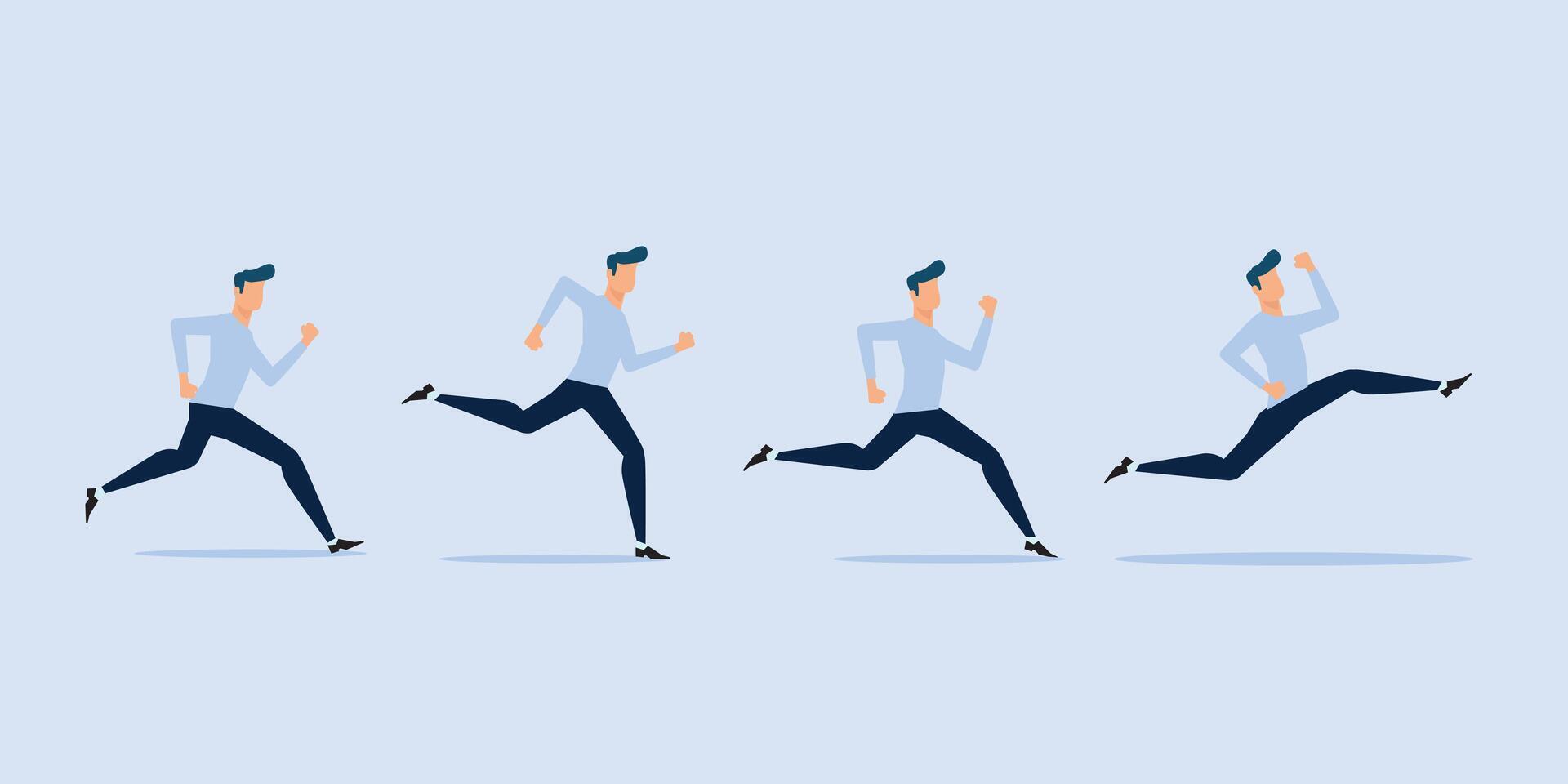 Running man in different positions. vector