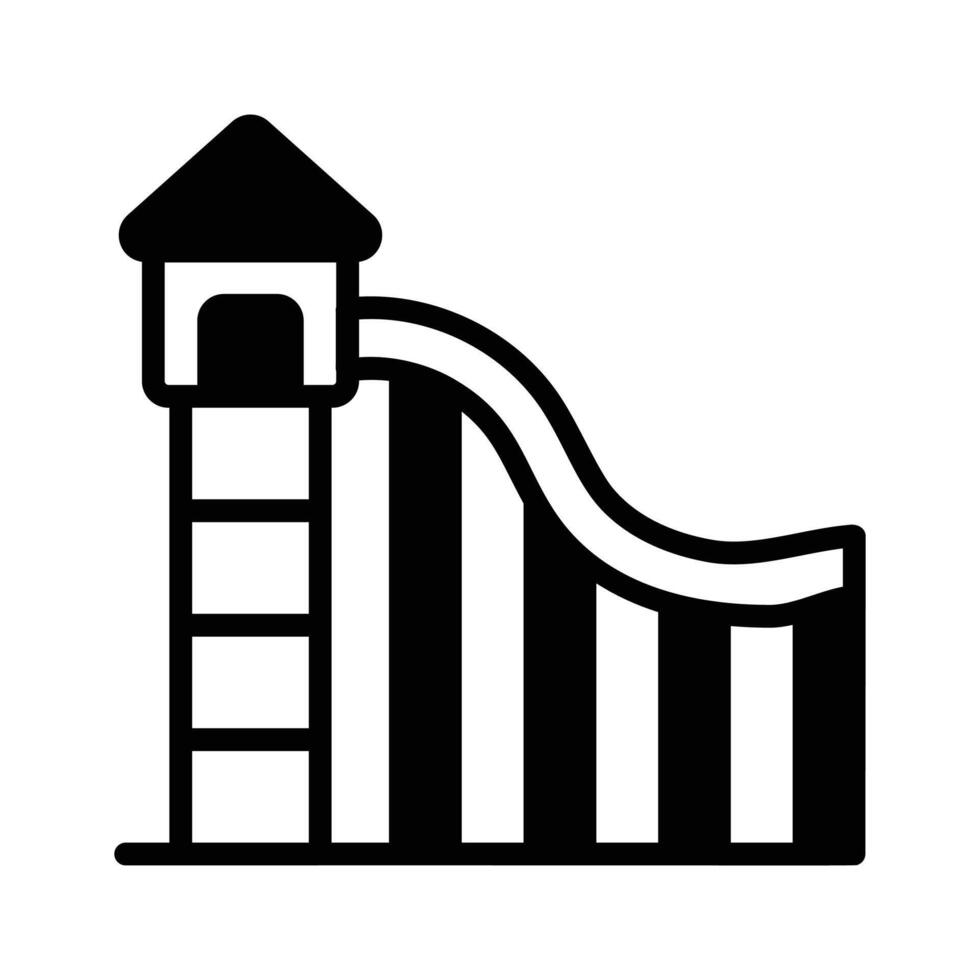 A water slide symbolizing fun, water parks, and summer activities..,. vector