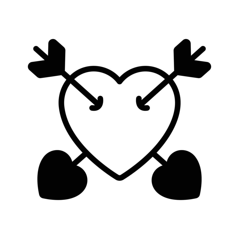 Heart pierced with arrows symbolizing love and relationships.,. vector