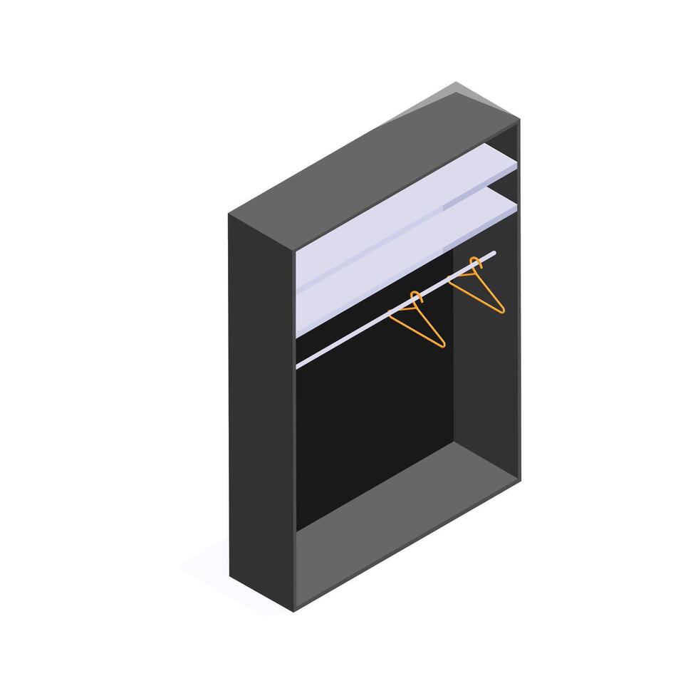 An isometric view of a modern, minimalist wardrobe. vector