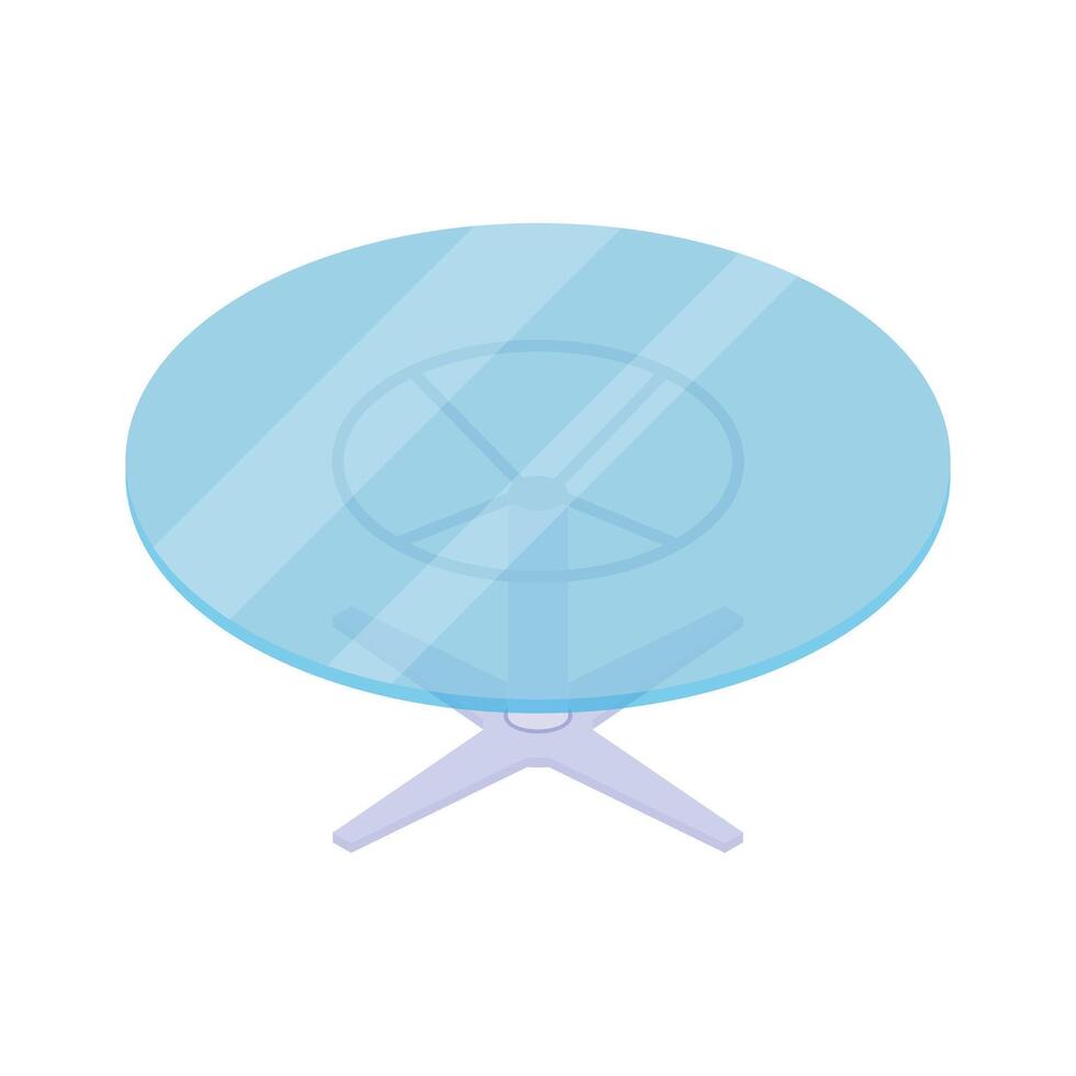 Transparent glass round dining table with a stylish modern look. vector