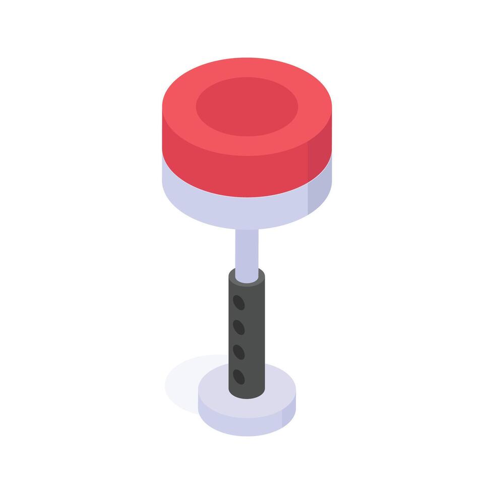 Stylish bar stool with a red cushion and metal stand. vector