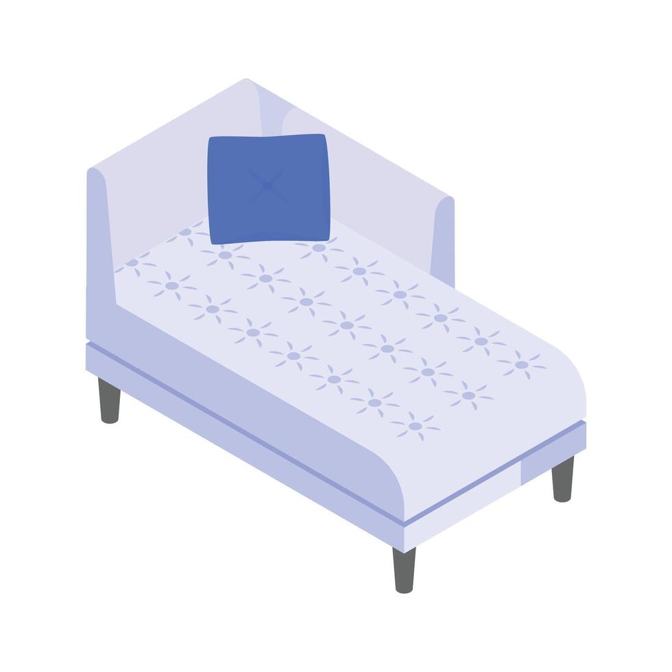 Isometric icon of a stylish chaise lounge, ready for premium use vector