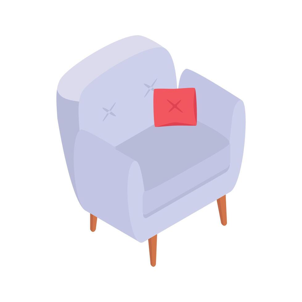 Comfortable armchair with a cushion, perfect for a cozy corner. vector