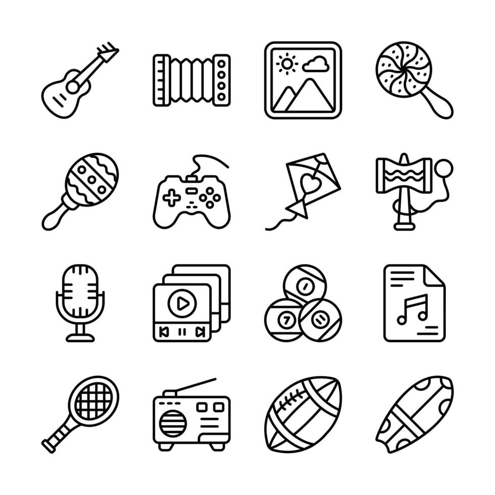 Grab this amazing icons representing various entertainment and leisure activities, vector