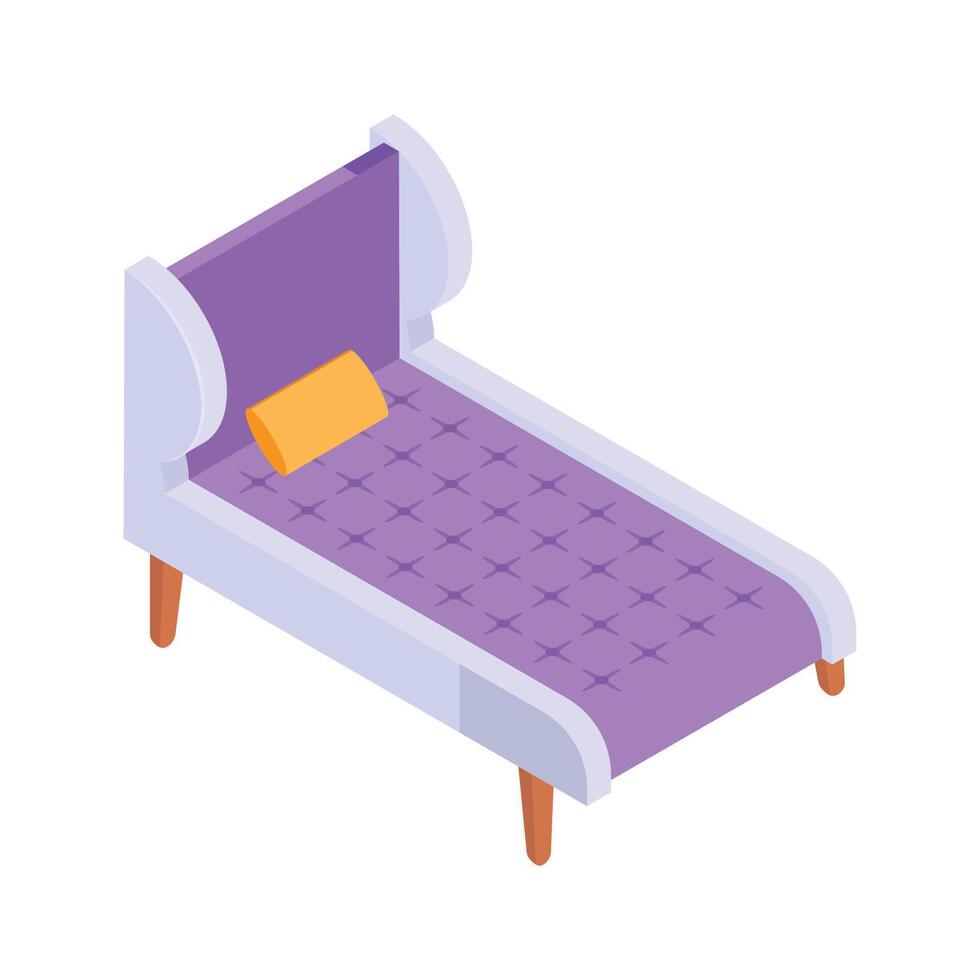 Isometric icon of a stylish chaise lounge, ready for premium use. vector