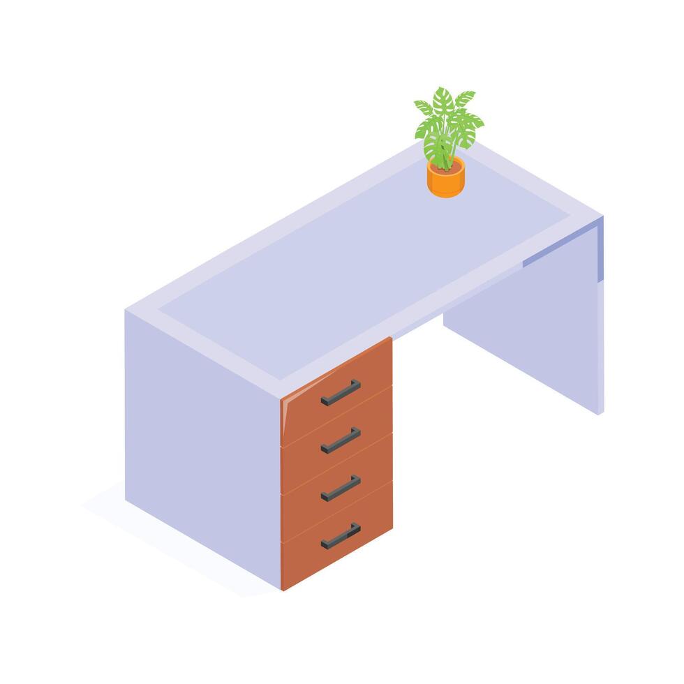 Creatively designed icon of office desk in trendy style vector
