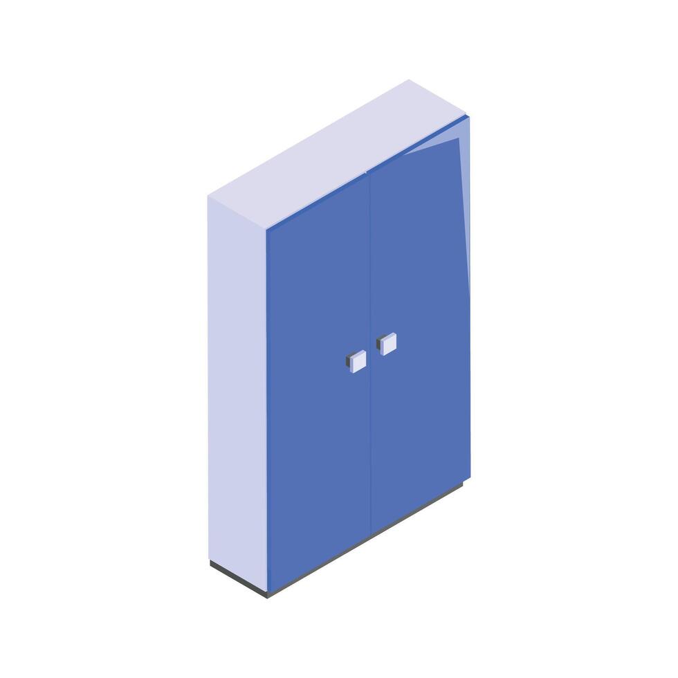 A vibrant, double door wardrobe rendered in an isometric style.. vector
