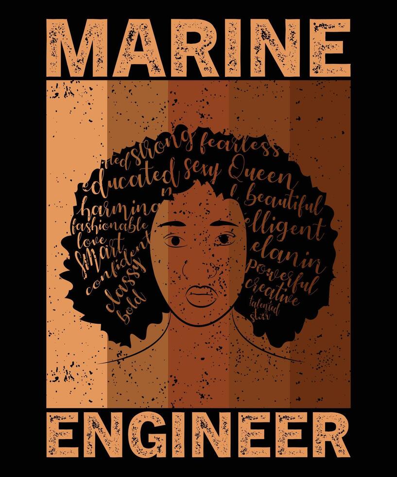 Melanin Marine Engineer Juneteenth African American Black History T-Shirt vector
