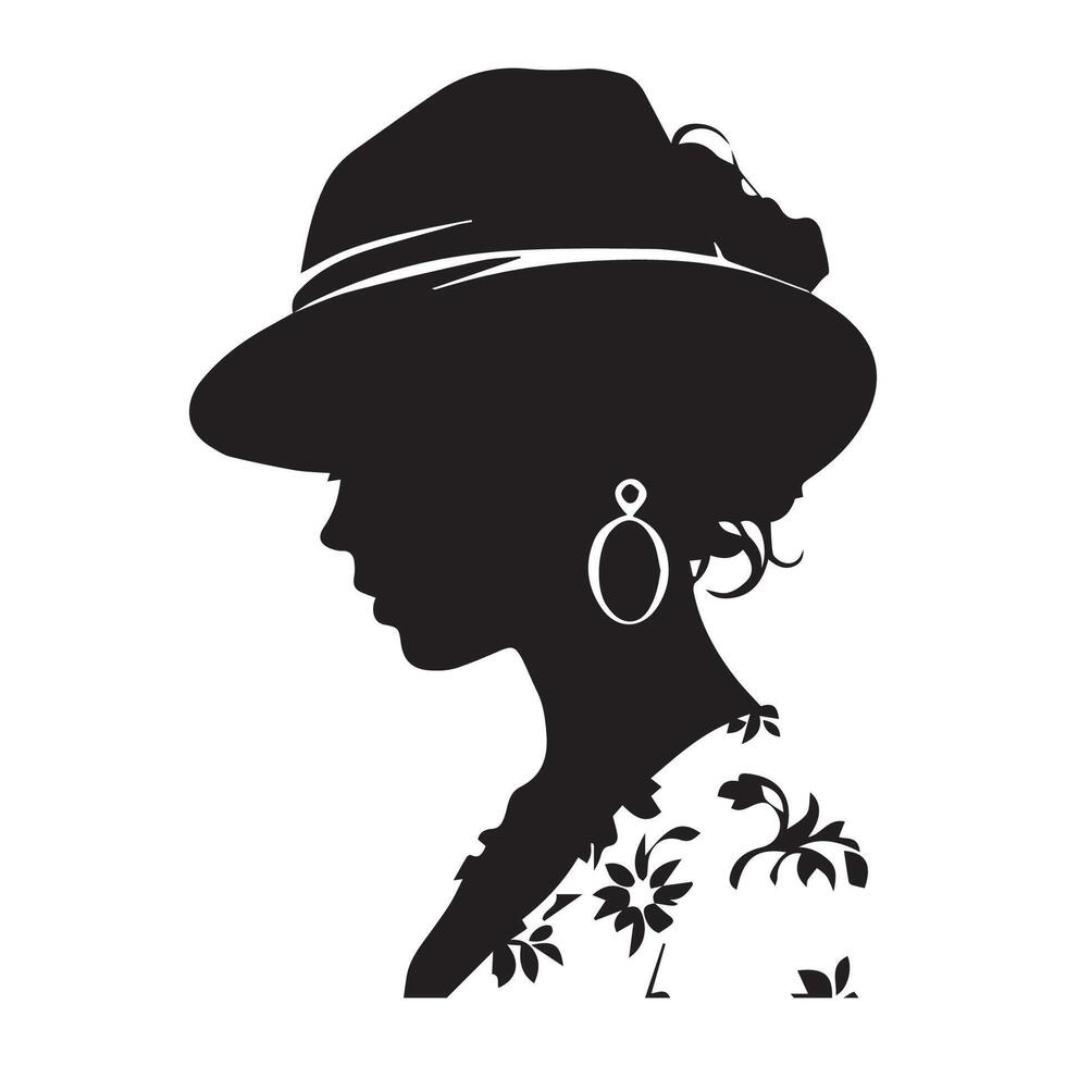 Silhouette Design of a Woman Adorned with Flowers vector