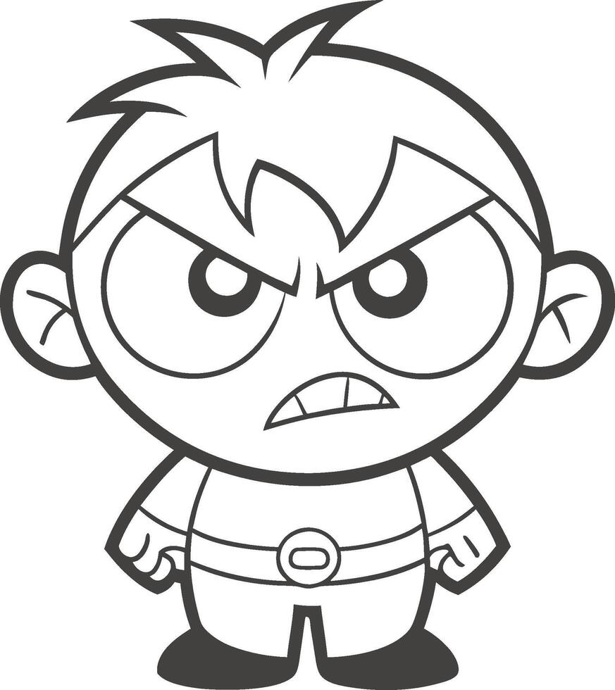 cartoon angry boy coloring pages vector