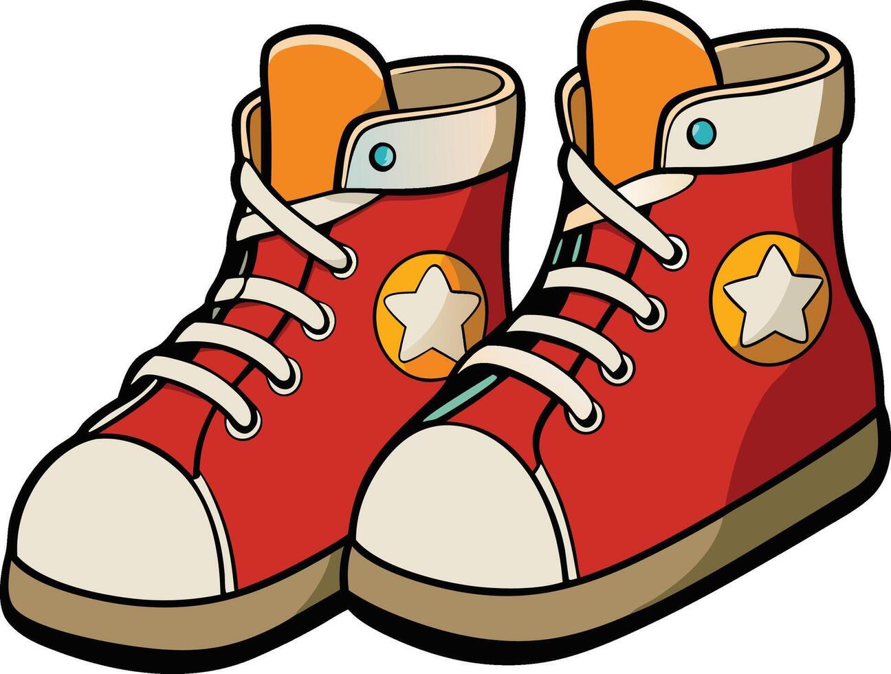 a pair of red sneakers with stars on them vector