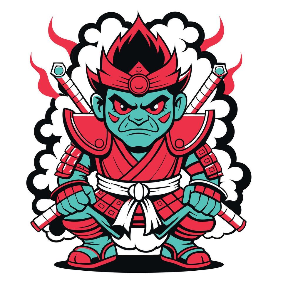 a cartoon character with red and green armor vector