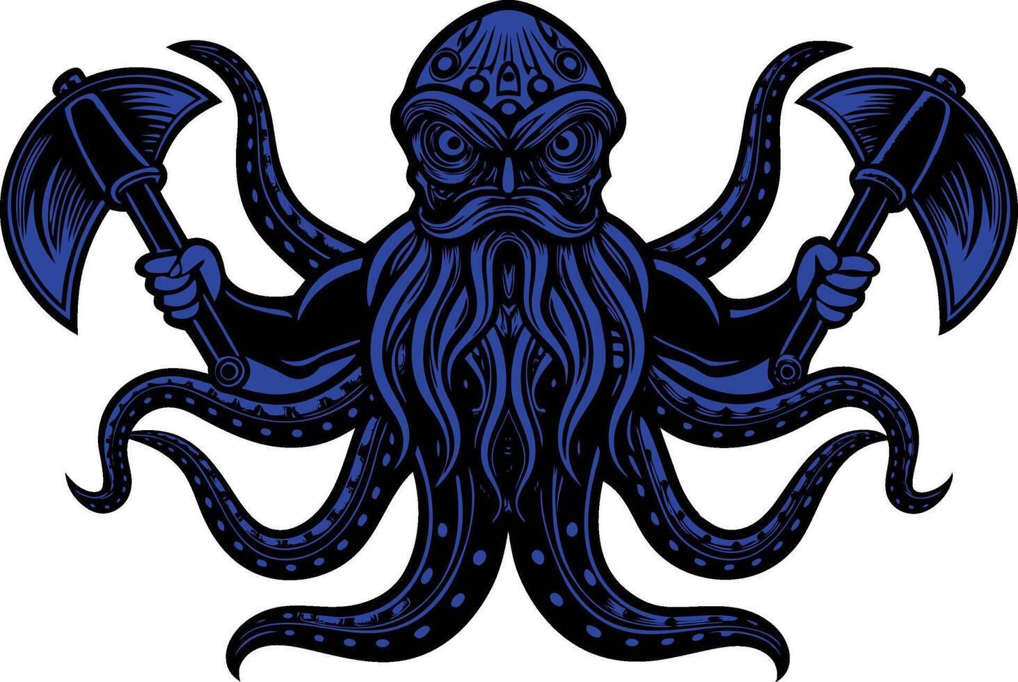 an octopus with two axes in its hands vector