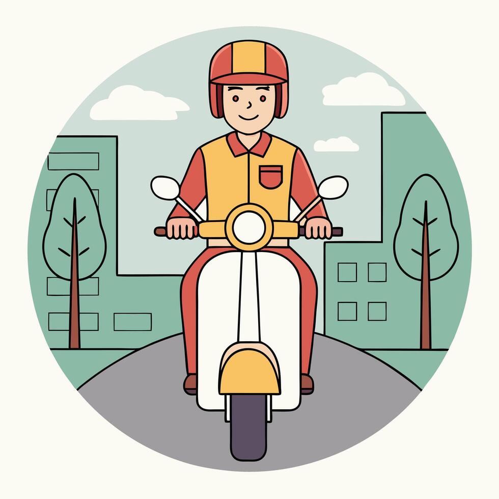 a man riding a scooter in the city vector
