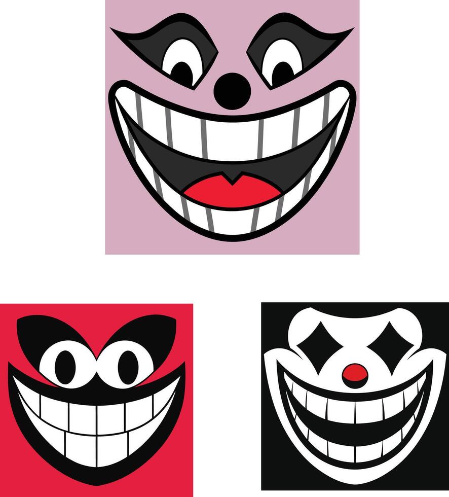 four different cartoon faces with different expressions vector