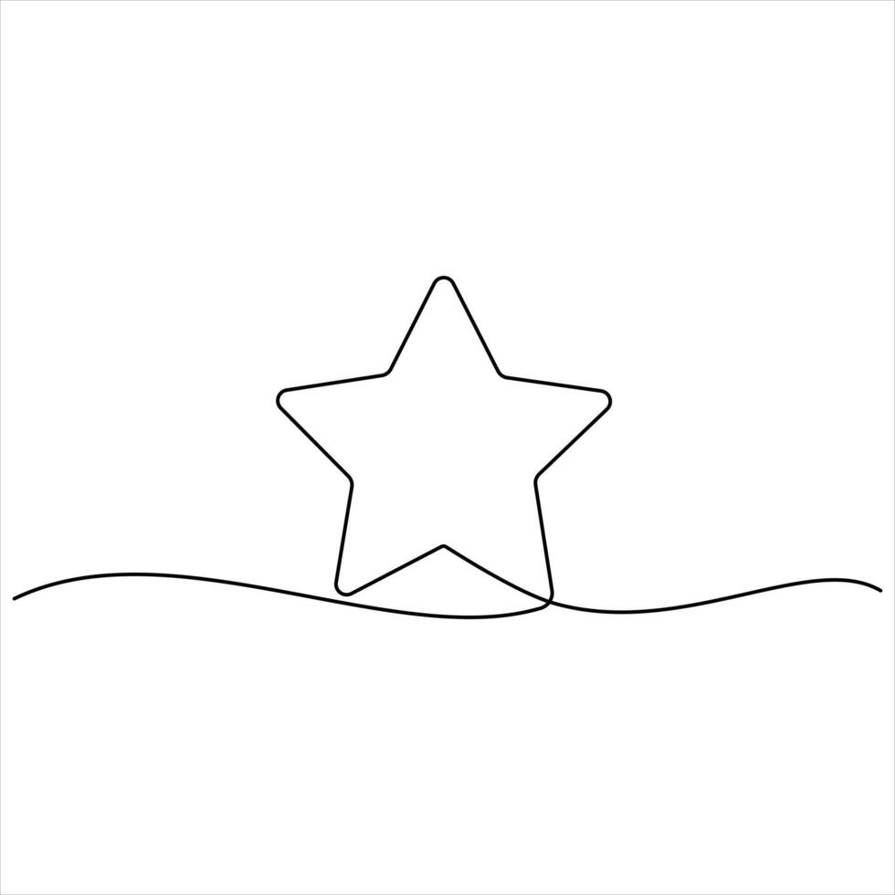 Single Line Star Drawing continuous one line art vector