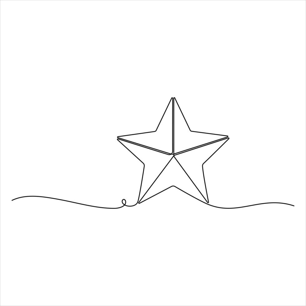 Continuous single line drawing star One line drawing background Linear star icon line art design vector