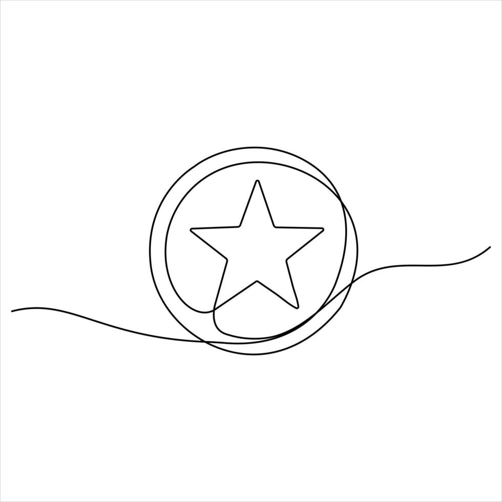 Continuous single line drawing star One line drawing background Linear star icon graphics illustration vector