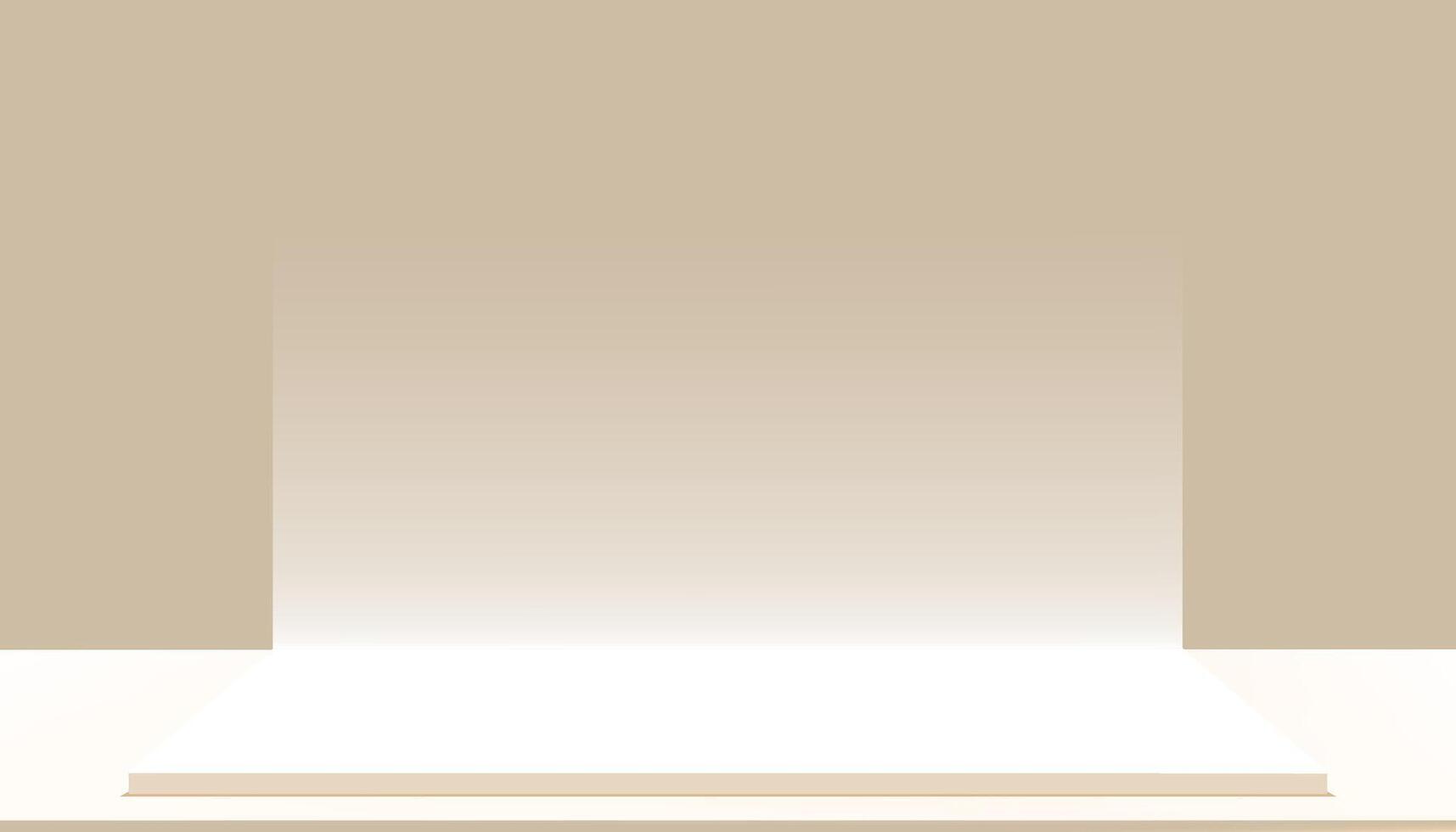 Beige studio shot background with blank 3d white Podium and empty backdrop for Product Presentation, Brown Backdrop Background scene mock up product retail banner in modern photo studio vector