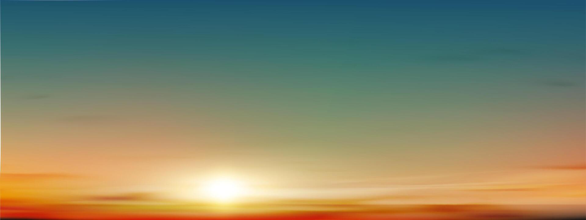 Sunset,Sky blue background,Summer sundown,clear sky in orange,yellow over sea beach. cartoon nature background Sunrise sky,bright Sunlight,Horizon landscape Golden hour dramatic dusk sky vector