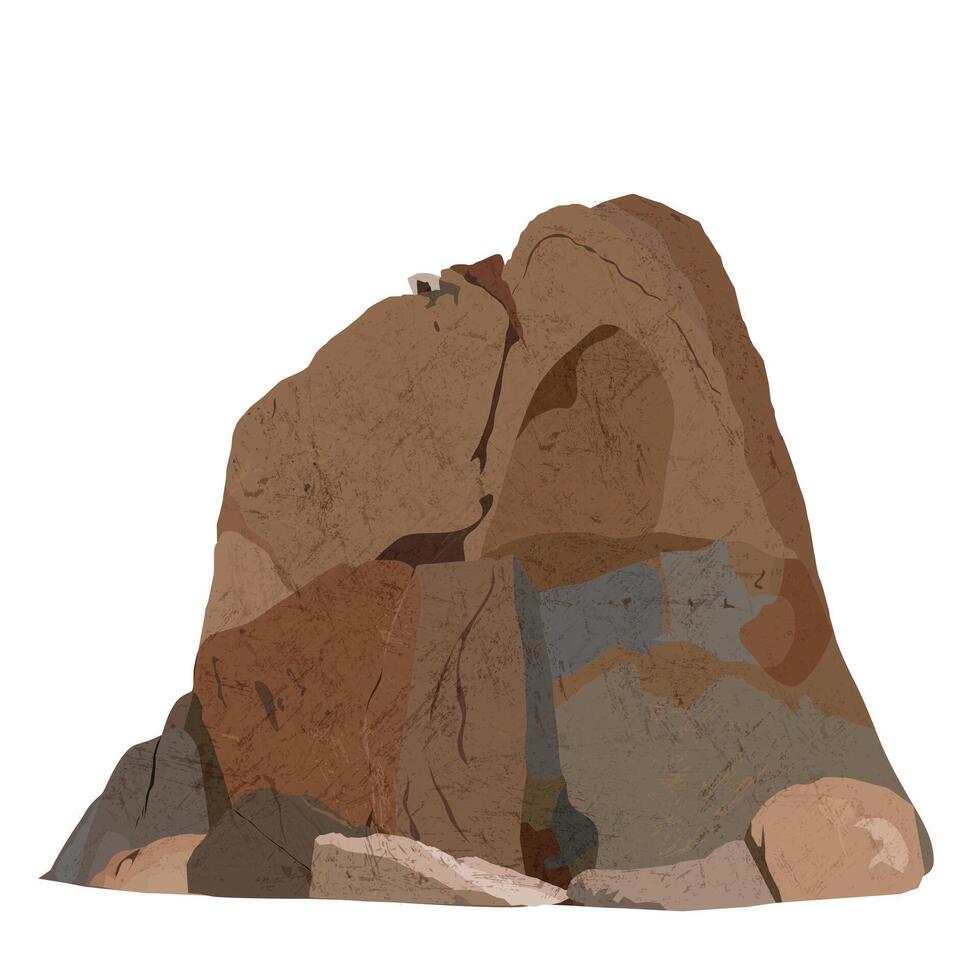 Rock stones isolated,Graphite brown stone boulders,Rock Cliff with rough texture surface,Natural stone formation part of mountain, illustration cartoon Broken Edge of Chunk of Rock Sea vector