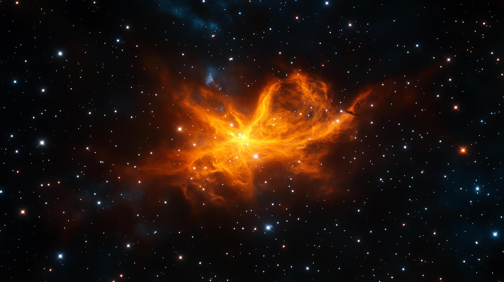 Cosmic nebula glowing in vibrant orange hue. photo